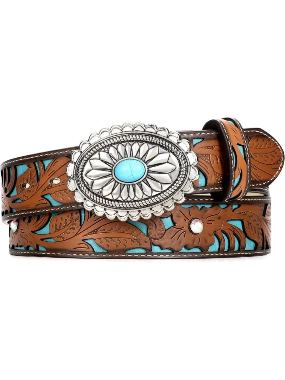 Vintage Western Leather Belt for Women | Cowgirl Style Concho Belt with